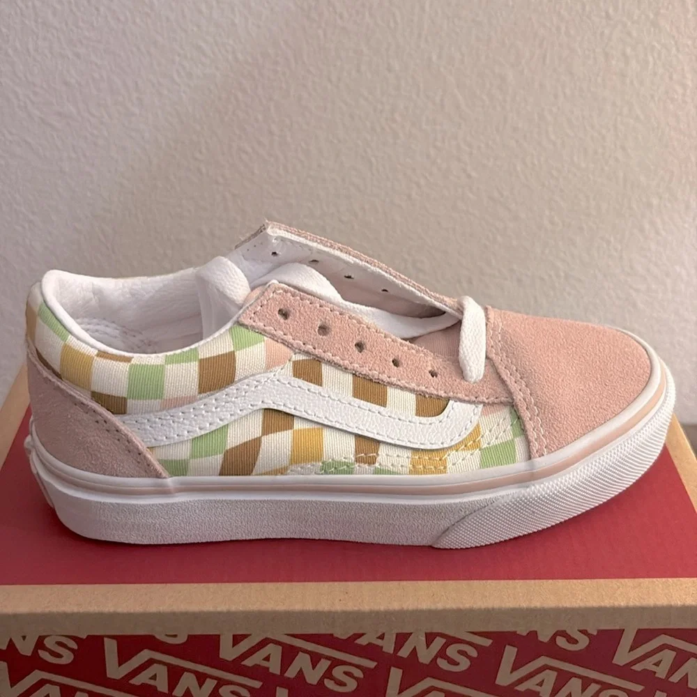 NIB [Vans] Old Skool Shoe Sneaker Tennis Shoes in Multi/True White Kids Sz 12.0 - Picture 6 of 16